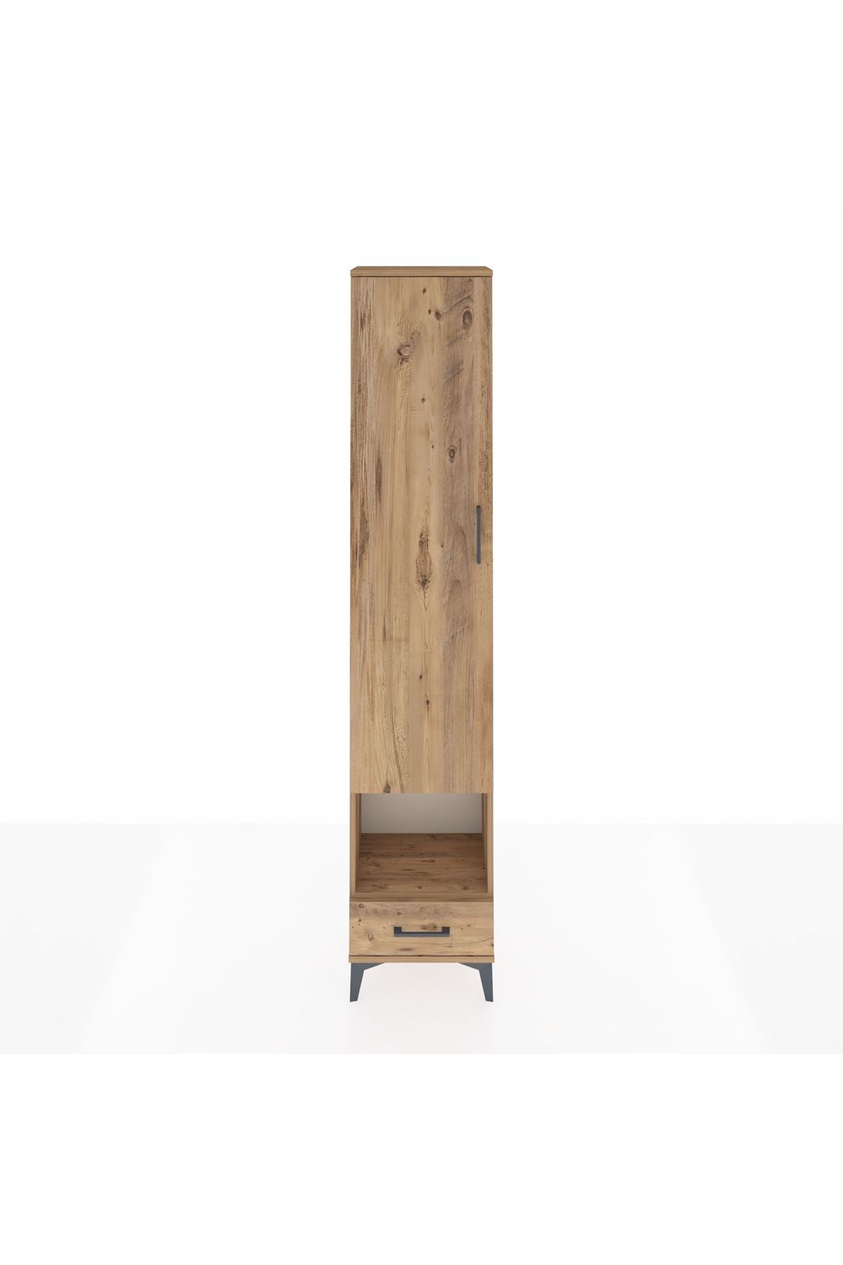 Arges Dolap 3 Raflı Tek Çekmeceli Tek Askılı 44x30x221 Çam-Çam