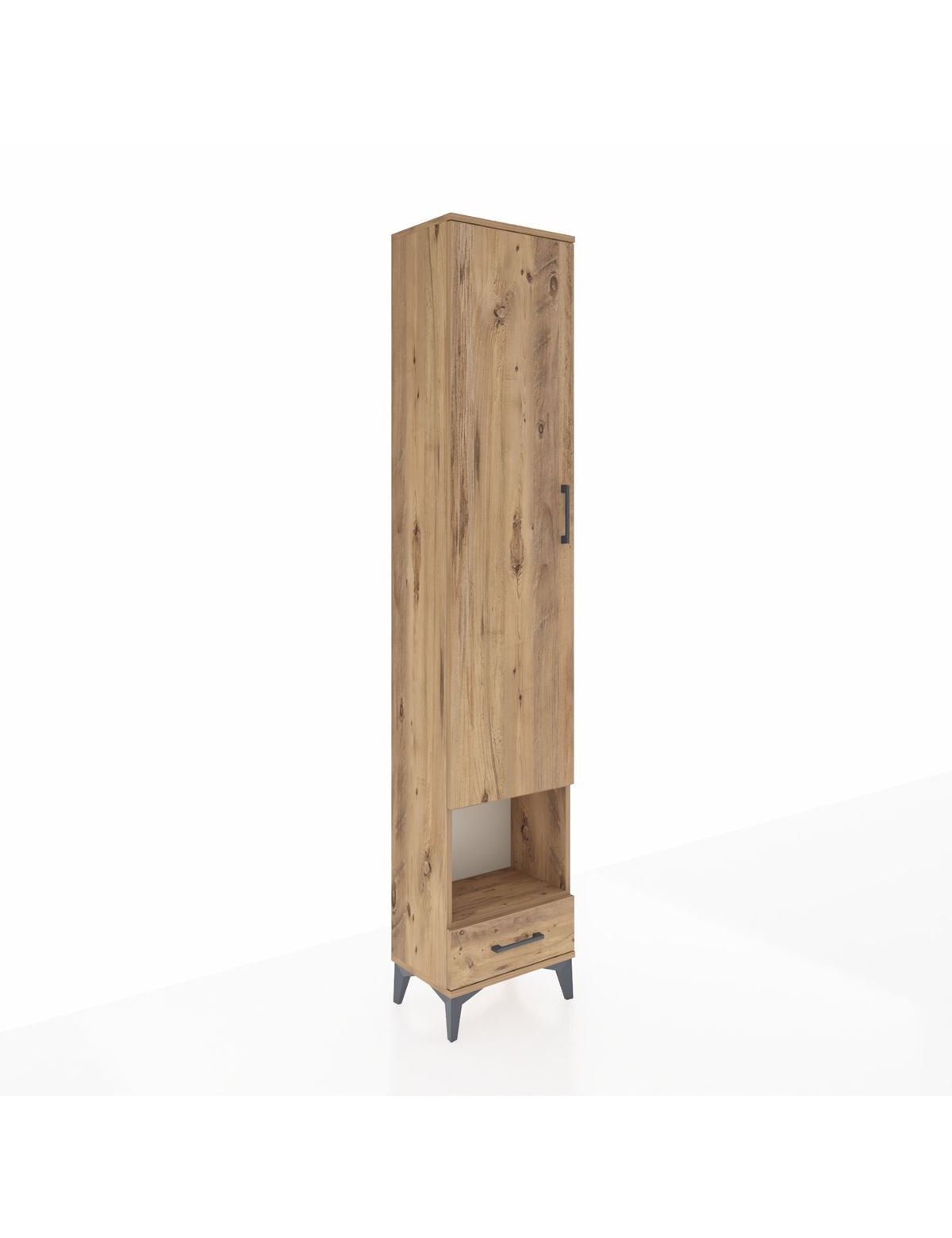 Arges Dolap 3 Raflı Tek Çekmeceli Tek Askılı 44x30x221 Çam-Çam