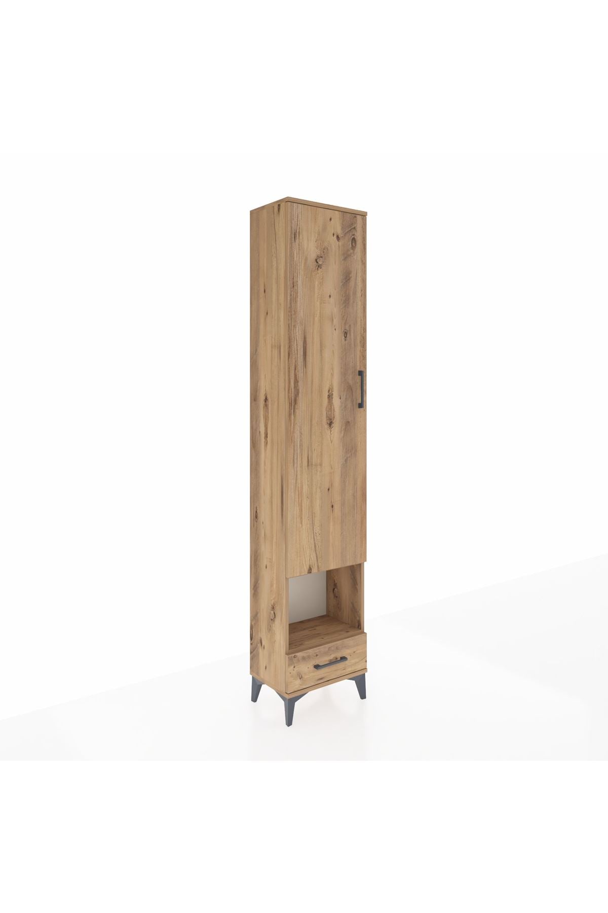 Arges Dolap 3 Raflı Tek Çekmeceli Tek Askılı 44x30x221 Çam-Çam