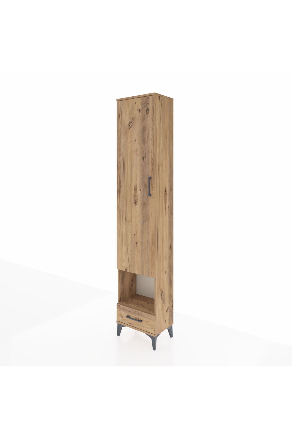 Arges Dolap 3 Raflı Tek Çekmeceli Tek Askılı 44x30x221 Çam-Çam