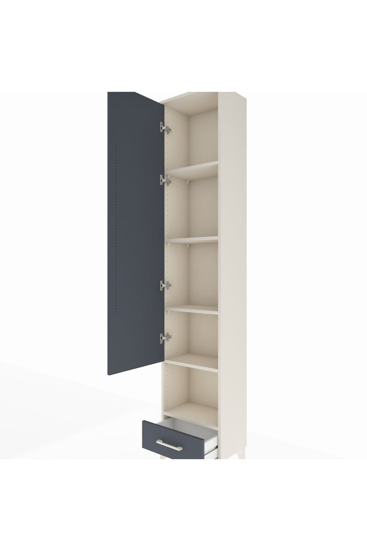 Arges Dolap 5 Raflı Tek Çekmeceli Tek Kapaklı 44x30x221 Aytaşı-Antrasit