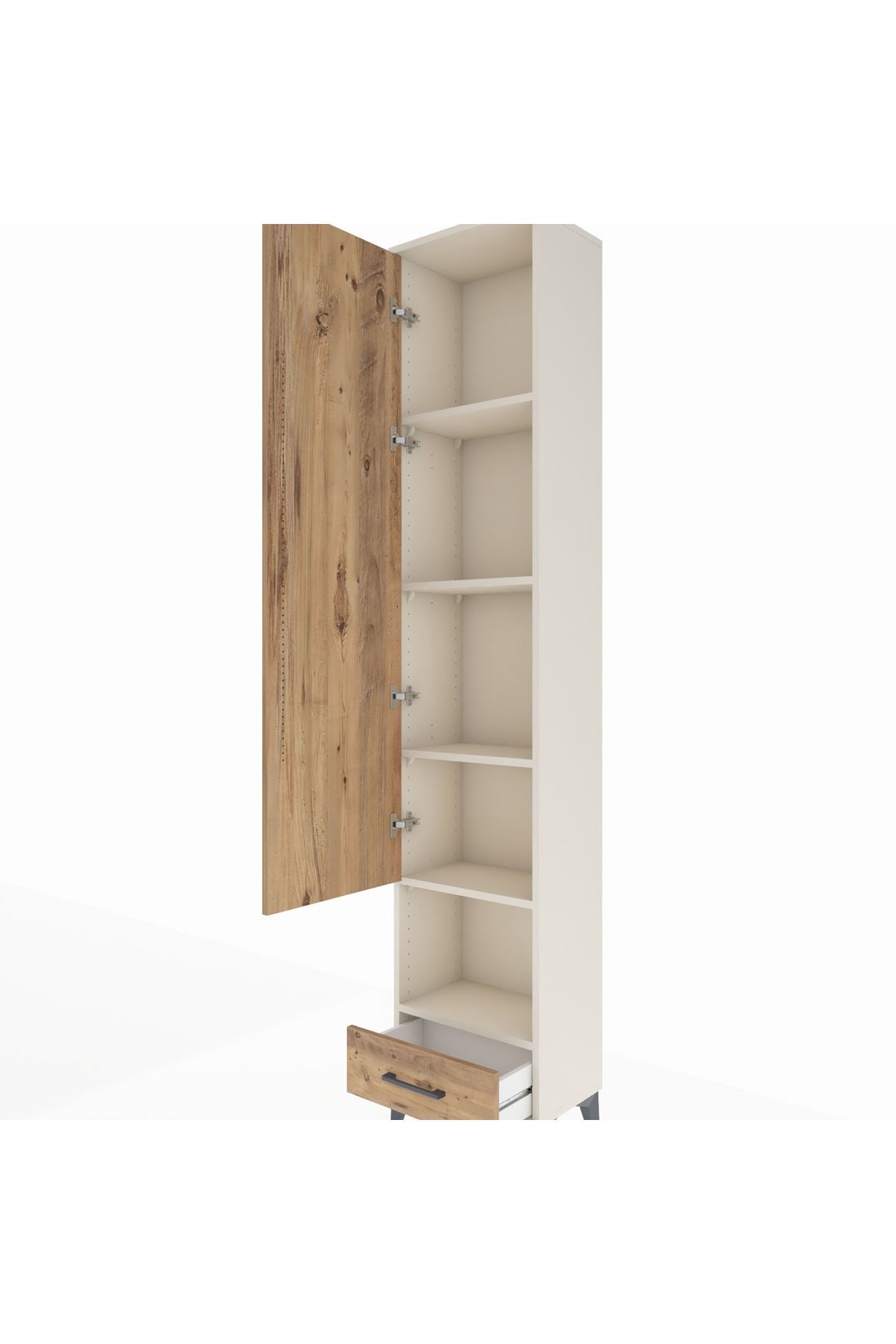 Arges Dolap 5 Raflı Tek Çekmeceli Tek Kapaklı 44x30x221 Aytaşı-Çam