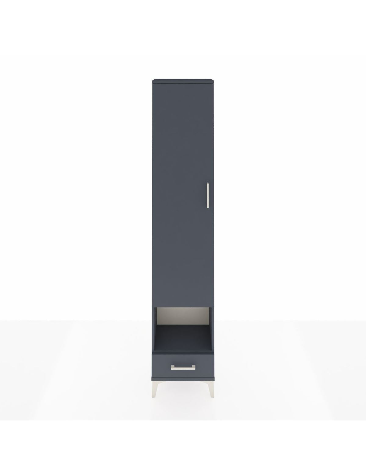 Arges Dolap 5 Raflı Tek Çekmeceli Tek Kapaklı 44x30x221 Antrasit-Antrasit