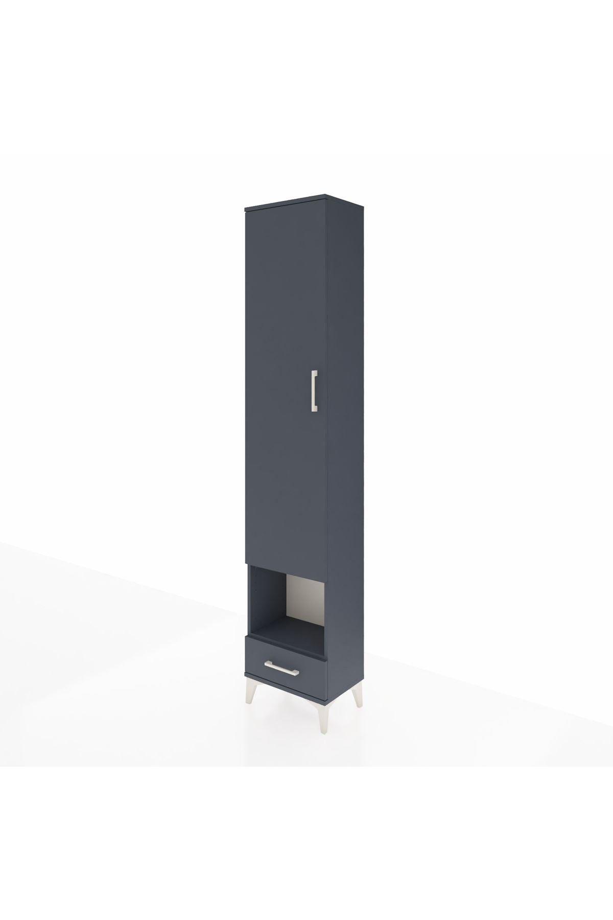 Arges Dolap 5 Raflı Tek Çekmeceli Tek Kapaklı 44x30x221 Antrasit-Antrasit