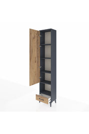 Arges Dolap 5 Raflı Tek Çekmeceli Tek Kapaklı 44x30x221 Antrasit-Çam