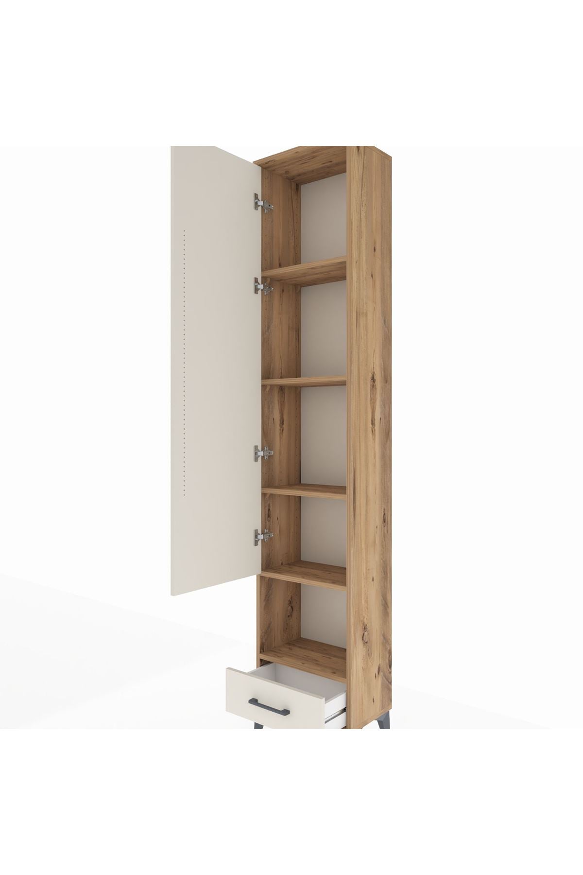 Arges Dolap 5 Raflı Tek Çekmeceli Tek Kapaklı 44x30x221 Çam-Aytaşı