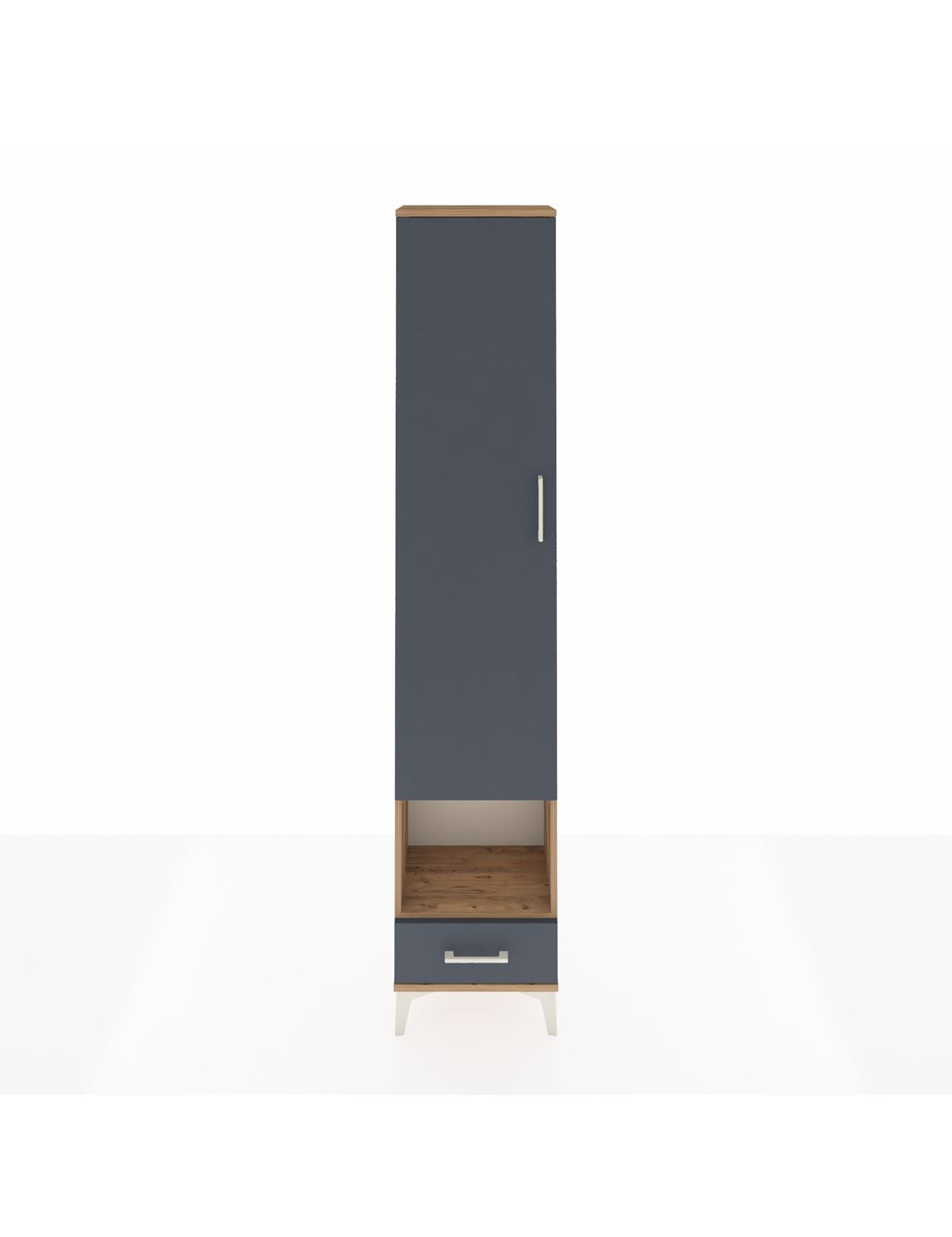 Arges Dolap 5 Raflı Tek Çekmeceli Tek Kapaklı 44x30x221 Çam-Antrasit