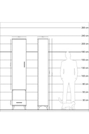 Arges Dolap 5 Raflı Tek Çekmeceli Tek Kapaklı 44x30x221 Çam-Antrasit