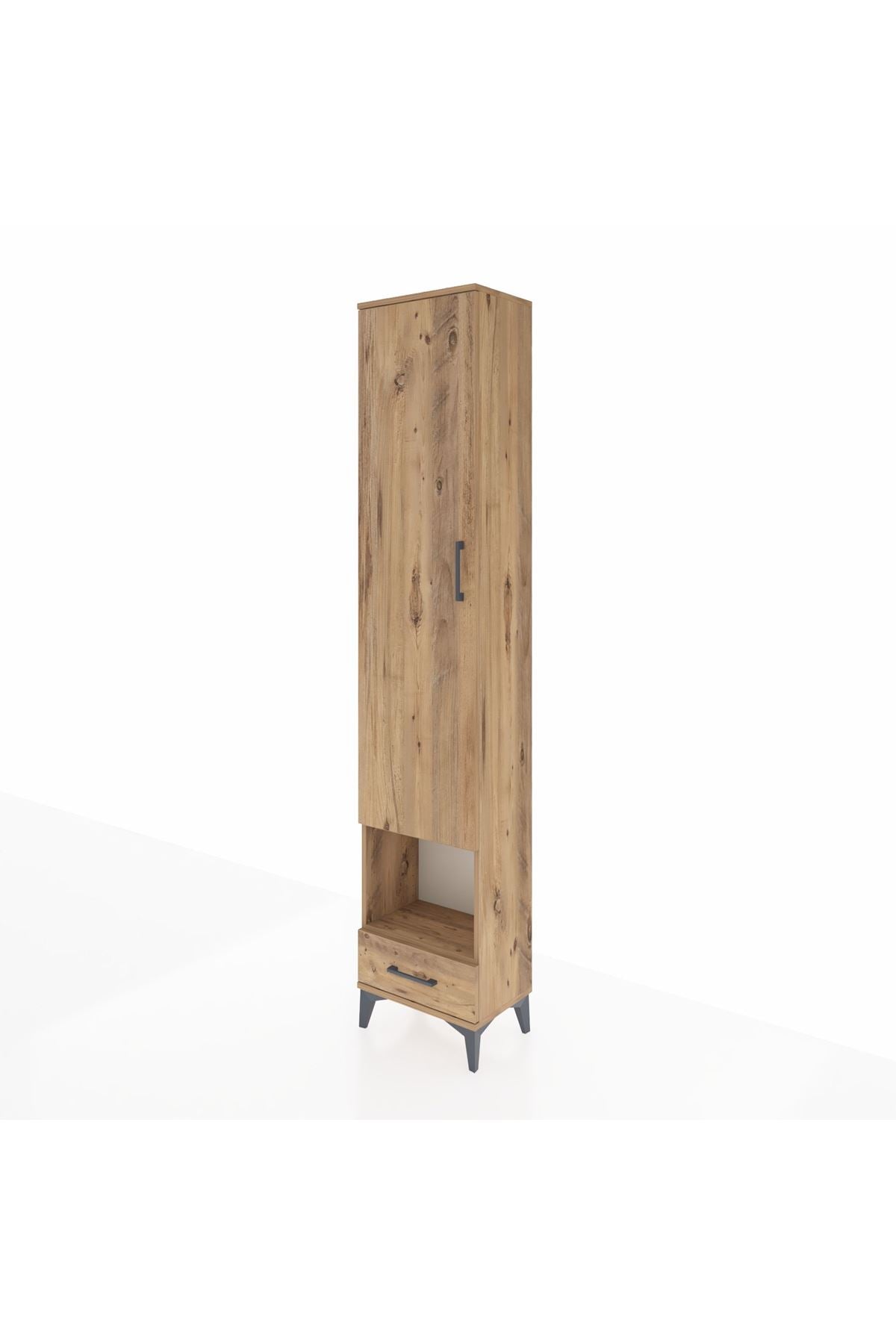 Arges Dolap 5 Raflı Tek Çekmeceli Tek Kapaklı 44x30x221 Çam-Çam