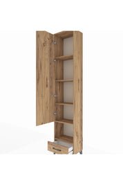 Arges Dolap 5 Raflı Tek Çekmeceli Tek Kapaklı 44x30x221 Çam-Çam