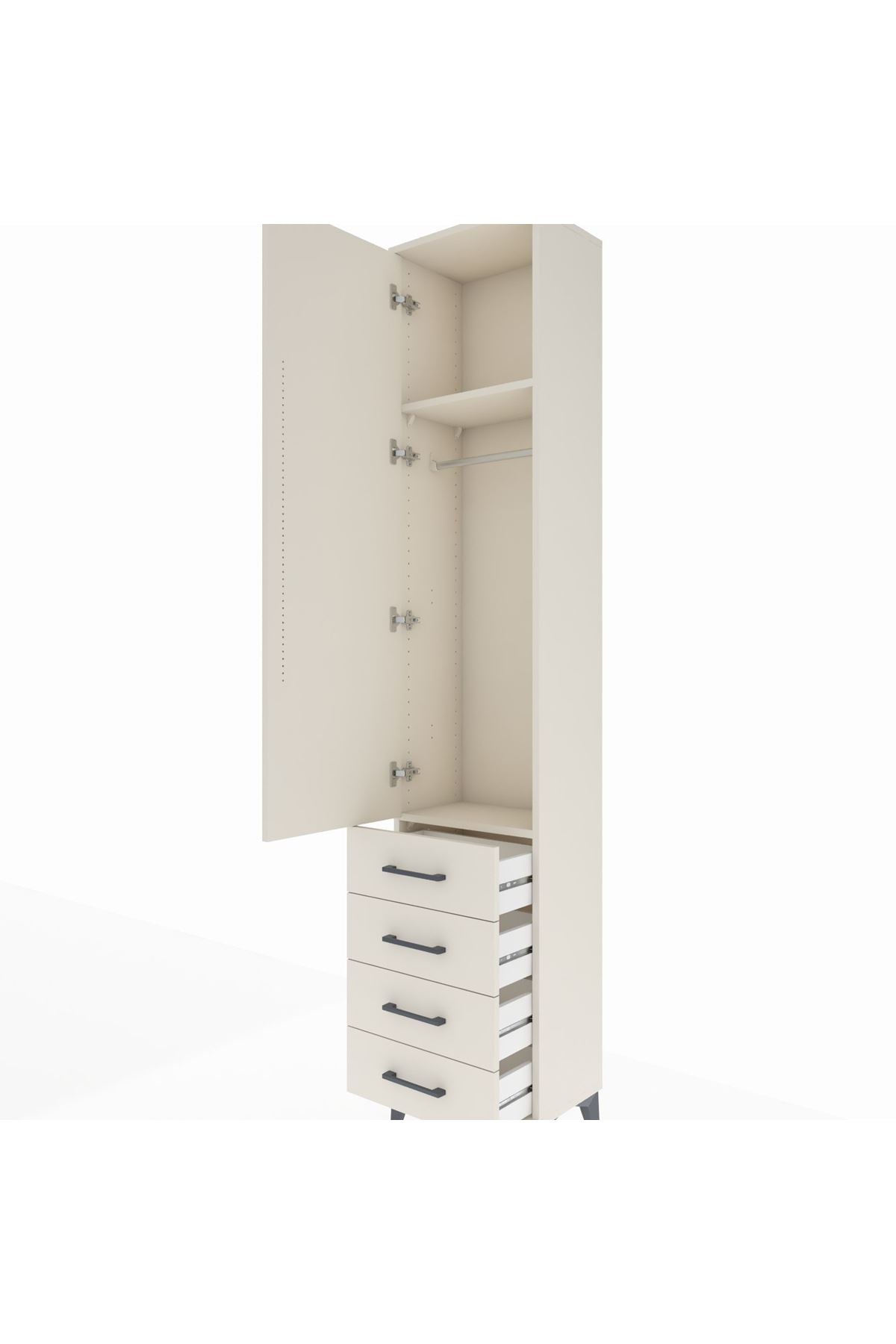 Arges Dolap 2 Raflı 4 Çekmeceli Tek Askılı 44x30x221 Aytaşı-Aytaşı