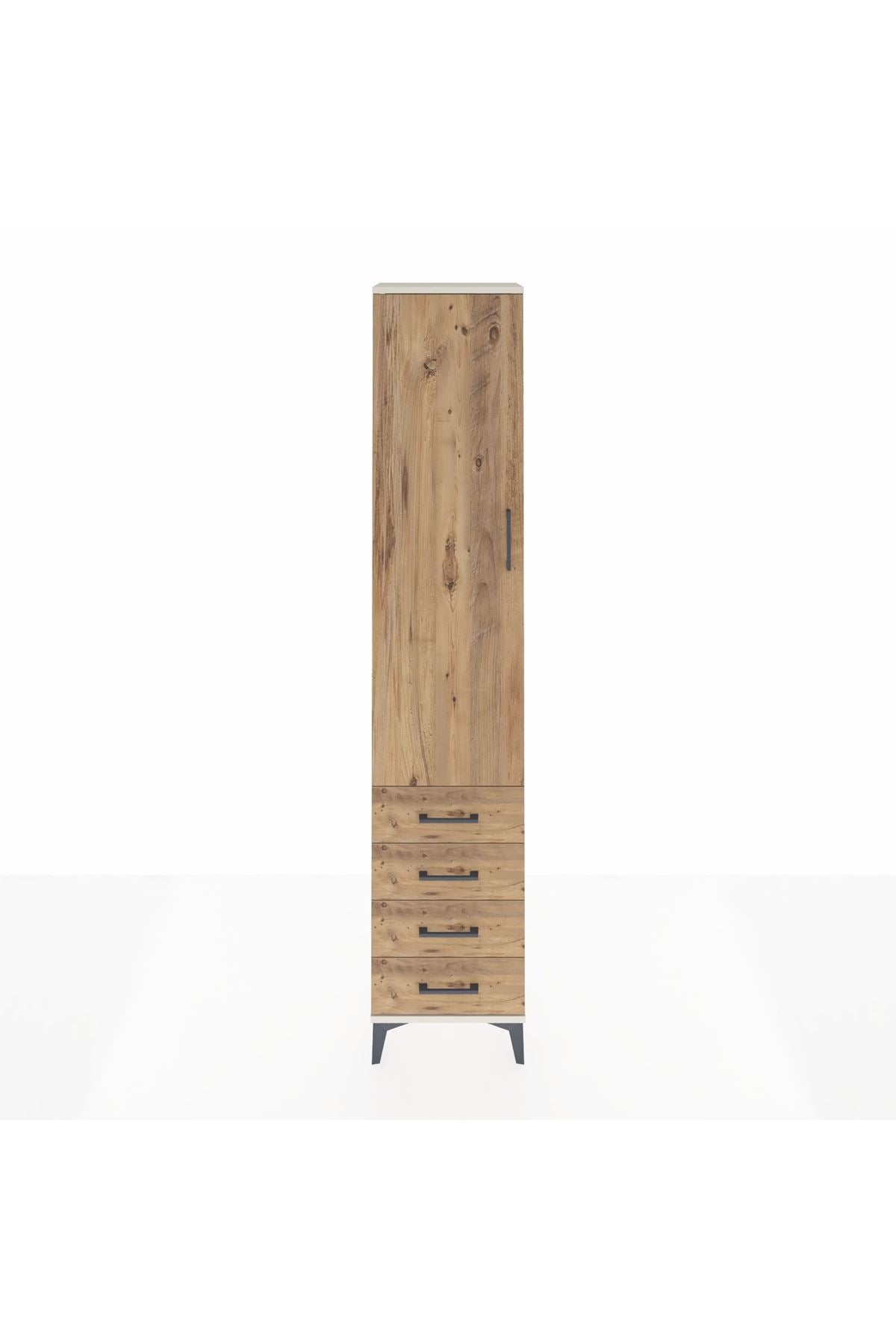 Arges Dolap 2 Raflı 4 Çekmeceli Tek Askılı 44x30x221 Aytaşı-Çam