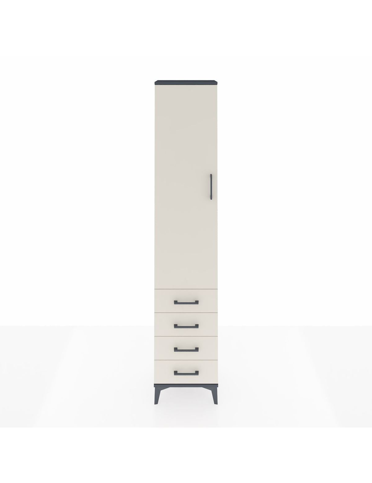 Arges Dolap 2 Raflı 4 Çekmeceli Tek Askılı 44x30x221 Antrasit-Aytaşı