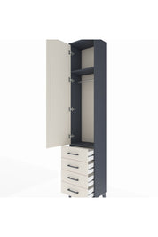 Arges Dolap 2 Raflı 4 Çekmeceli Tek Askılı 44x30x221 Antrasit-Aytaşı