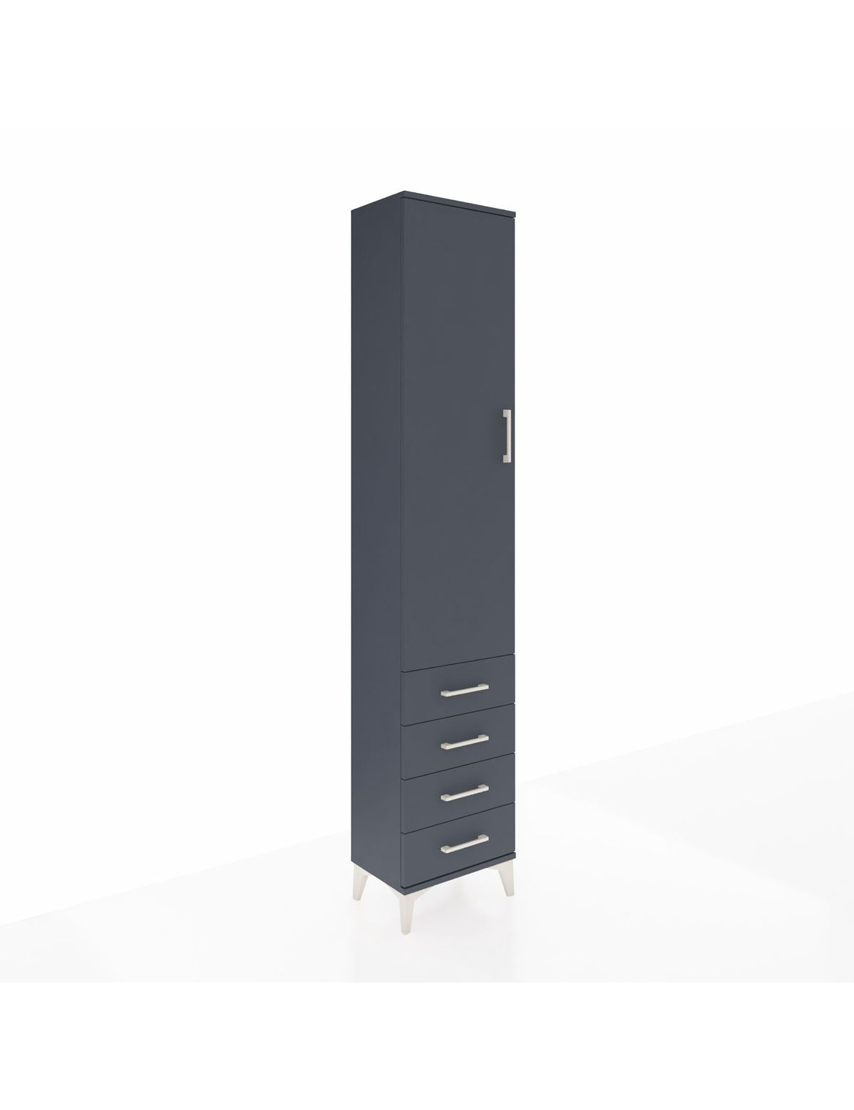 Arges Dolap 2 Raflı 4 Çekmeceli Tek Askılı 44x30x221 Antrasit-Antrasit