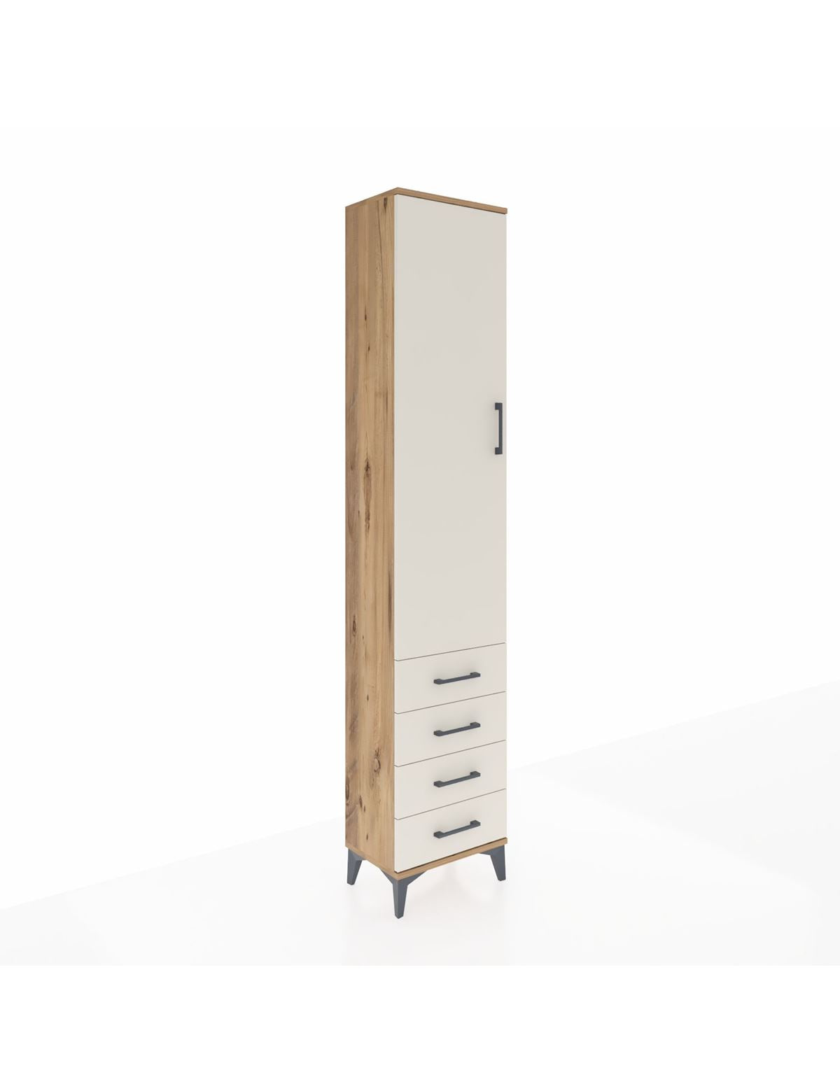 Arges Dolap 2 Raflı 4 Çekmeceli Tek Askılı 44x30x221 Çam-Aytaşı