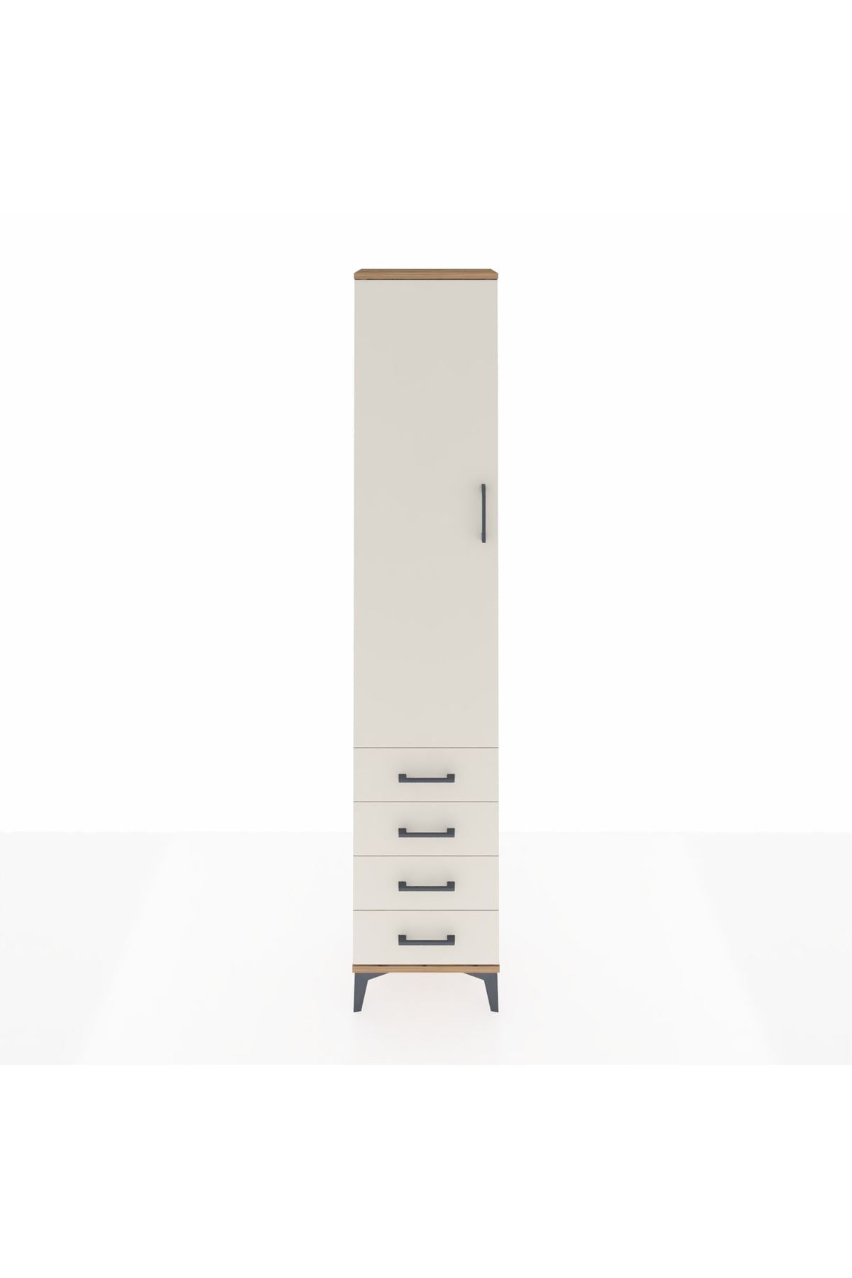 Arges Dolap 2 Raflı 4 Çekmeceli Tek Askılı 44x30x221 Çam-Aytaşı