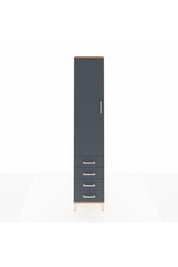 Arges Dolap 2 Raflı 4 Çekmeceli Tek Askılı 44x30x221 Çam-Antrasit