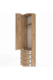 Arges Dolap 2 Raflı 4 Çekmeceli Tek Askılı 44x30x221 Çam-Çam