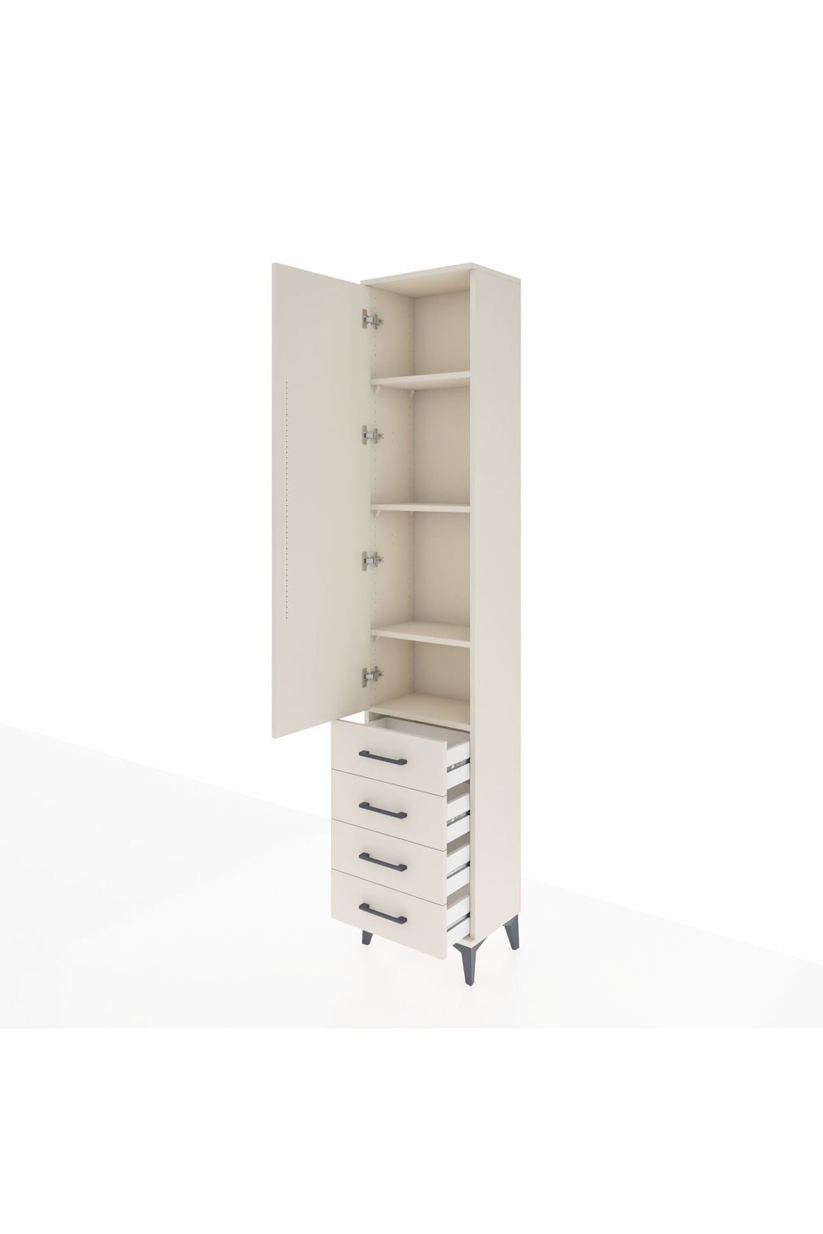 Arges Dolap 4 Raflı 4 Çekmeceli Tek Kapaklı 44x30x221 Aytaşı-Aytaşı