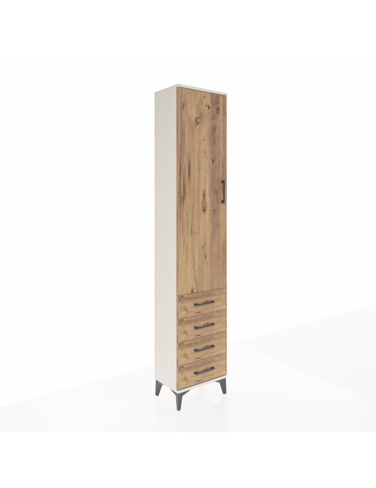 Arges Dolap 4 Raflı 4 Çekmeceli Tek Kapaklı 44x30x221 Aytaşı-Çam