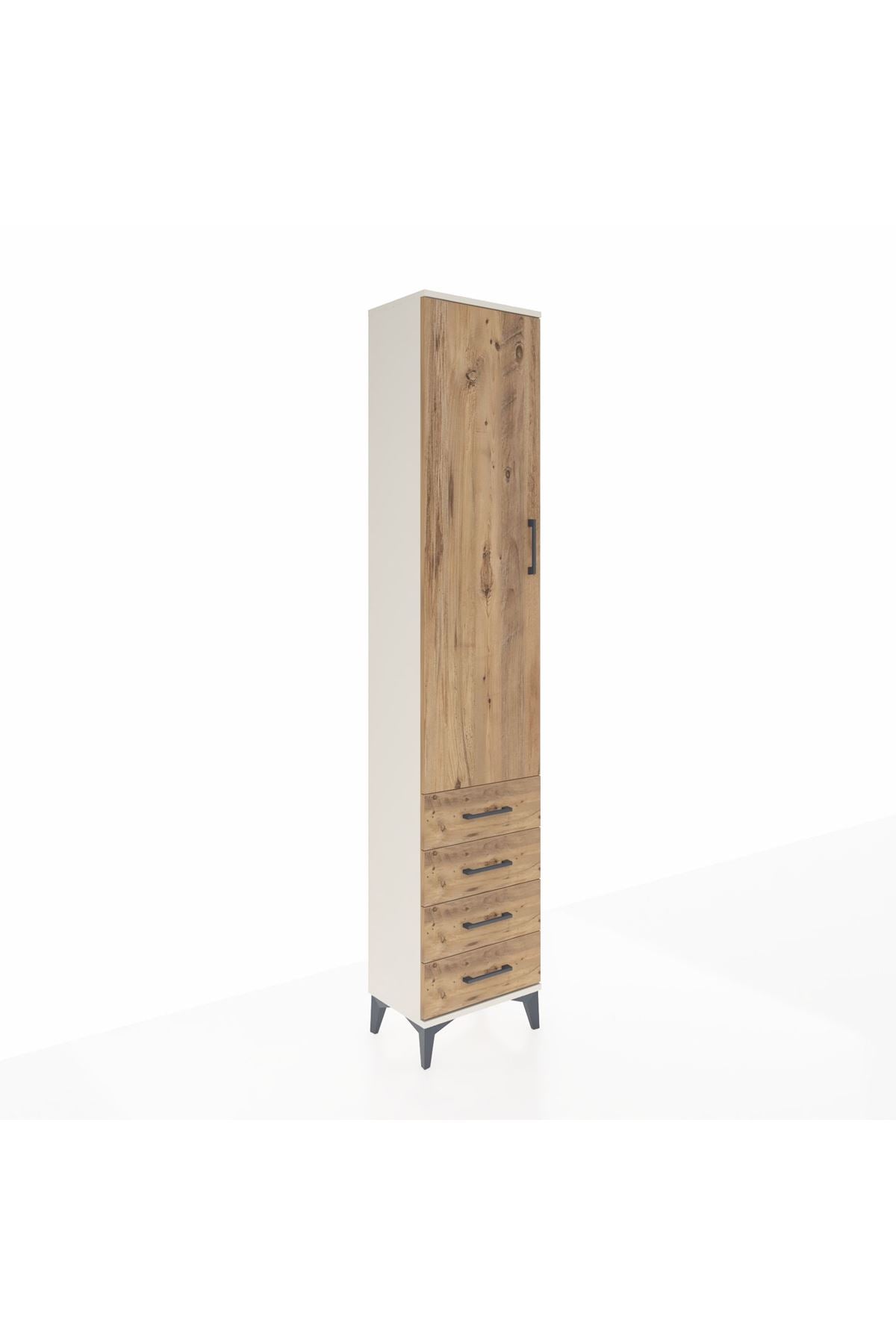 Arges Dolap 4 Raflı 4 Çekmeceli Tek Kapaklı 44x30x221 Aytaşı-Çam