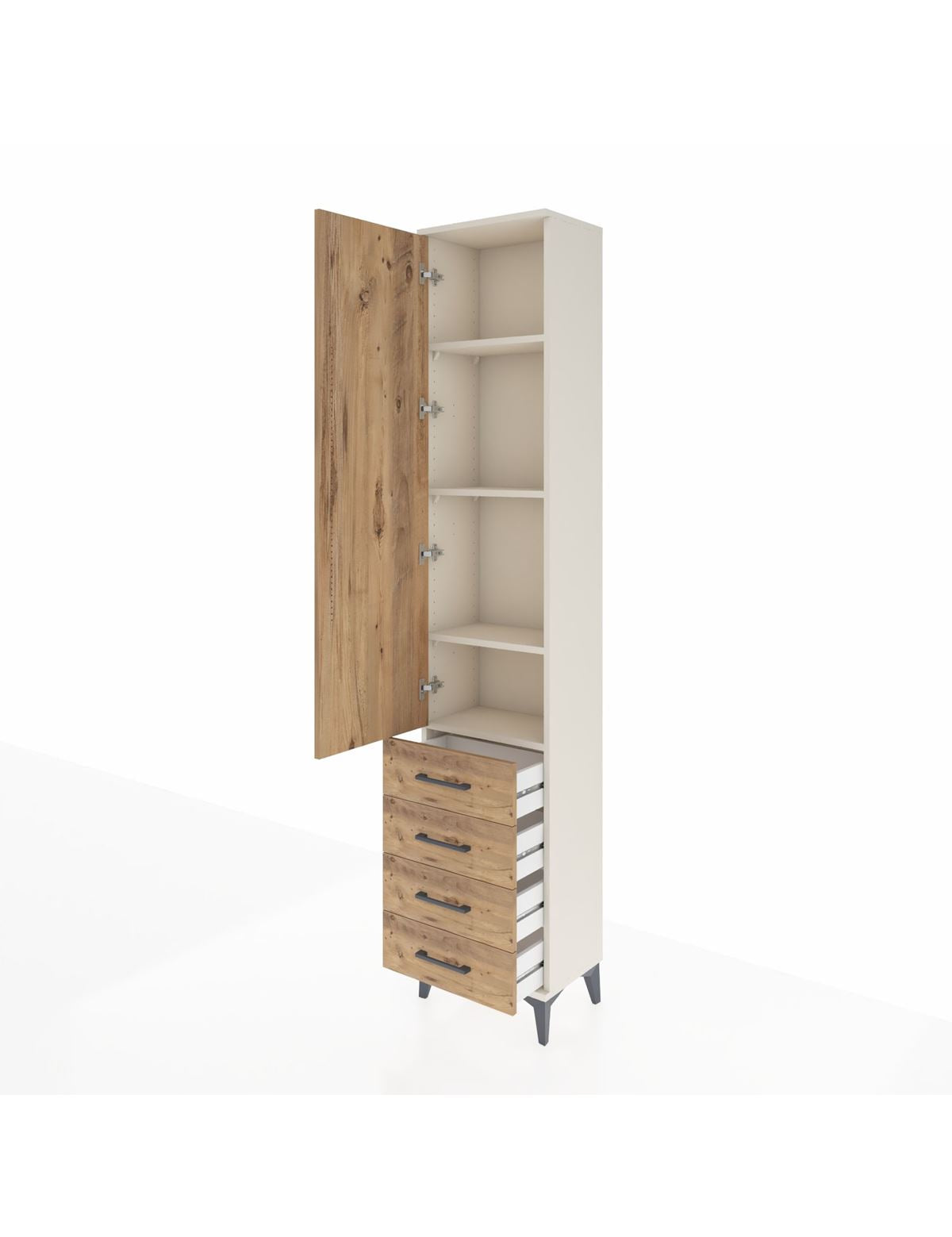 Arges Dolap 4 Raflı 4 Çekmeceli Tek Kapaklı 44x30x221 - S28M029V3A