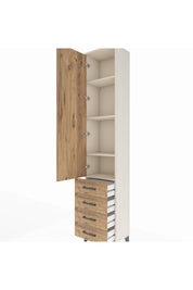 Arges Dolap 4 Raflı 4 Çekmeceli Tek Kapaklı 44x30x221 Aytaşı-Çam