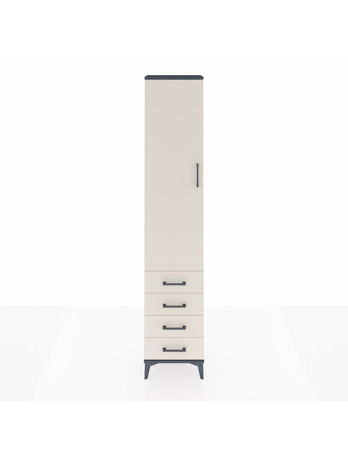 Arges Dolap 4 Raflı 4 Çekmeceli Tek Kapaklı 44x30x221 Antrasit-Aytaşı