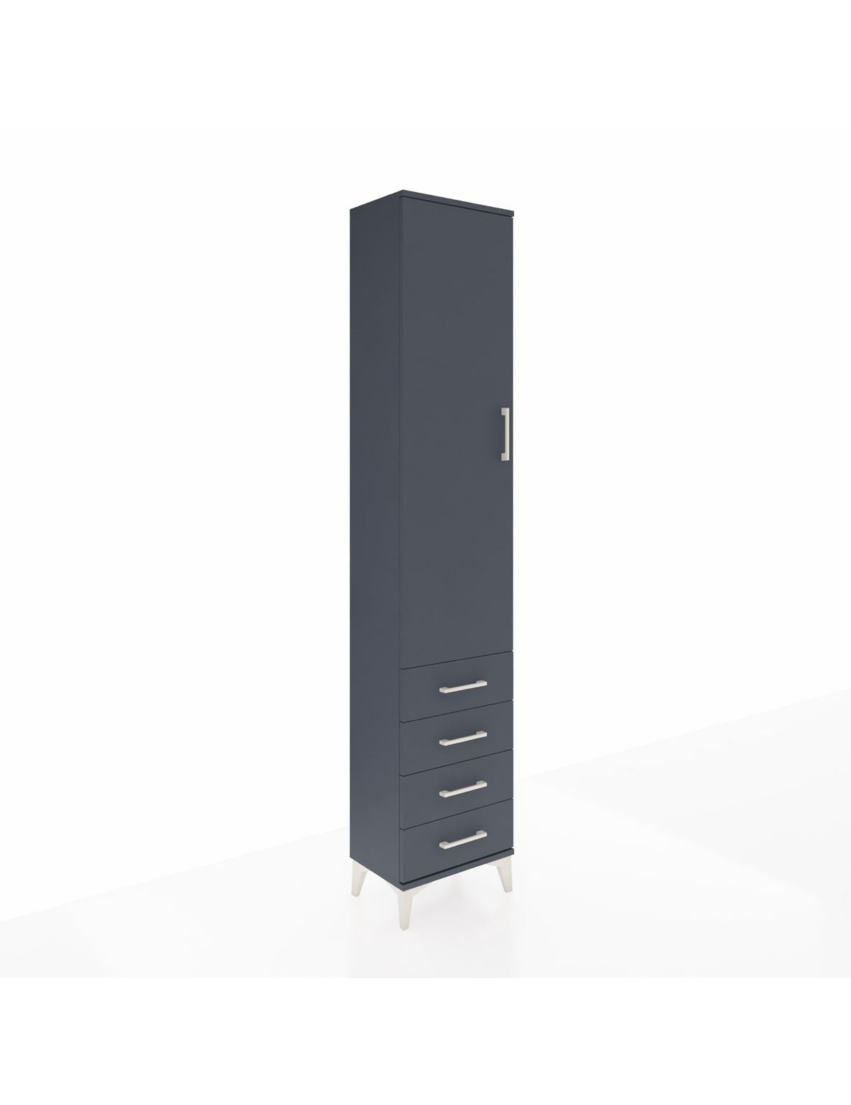 Arges Dolap 4 Raflı 4 Çekmeceli Tek Kapaklı 44x30x221 Antrasit-Antrasit