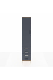 Arges Dolap 4 Raflı 4 Çekmeceli Tek Kapaklı 44x30x221 Çam-Antrasit