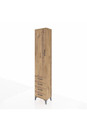Arges Dolap 4 Raflı 4 Çekmeceli Tek Kapaklı 44x30x221 Çam-Çam