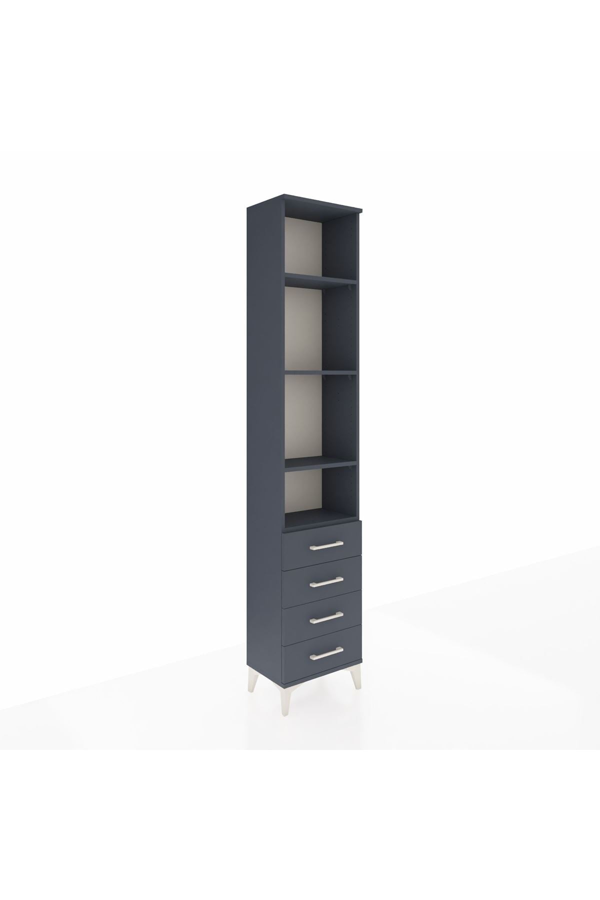 Arges Dolap 4 Raflı 4 Çekmeceli 44x30x221 Antrasit-Antrasit