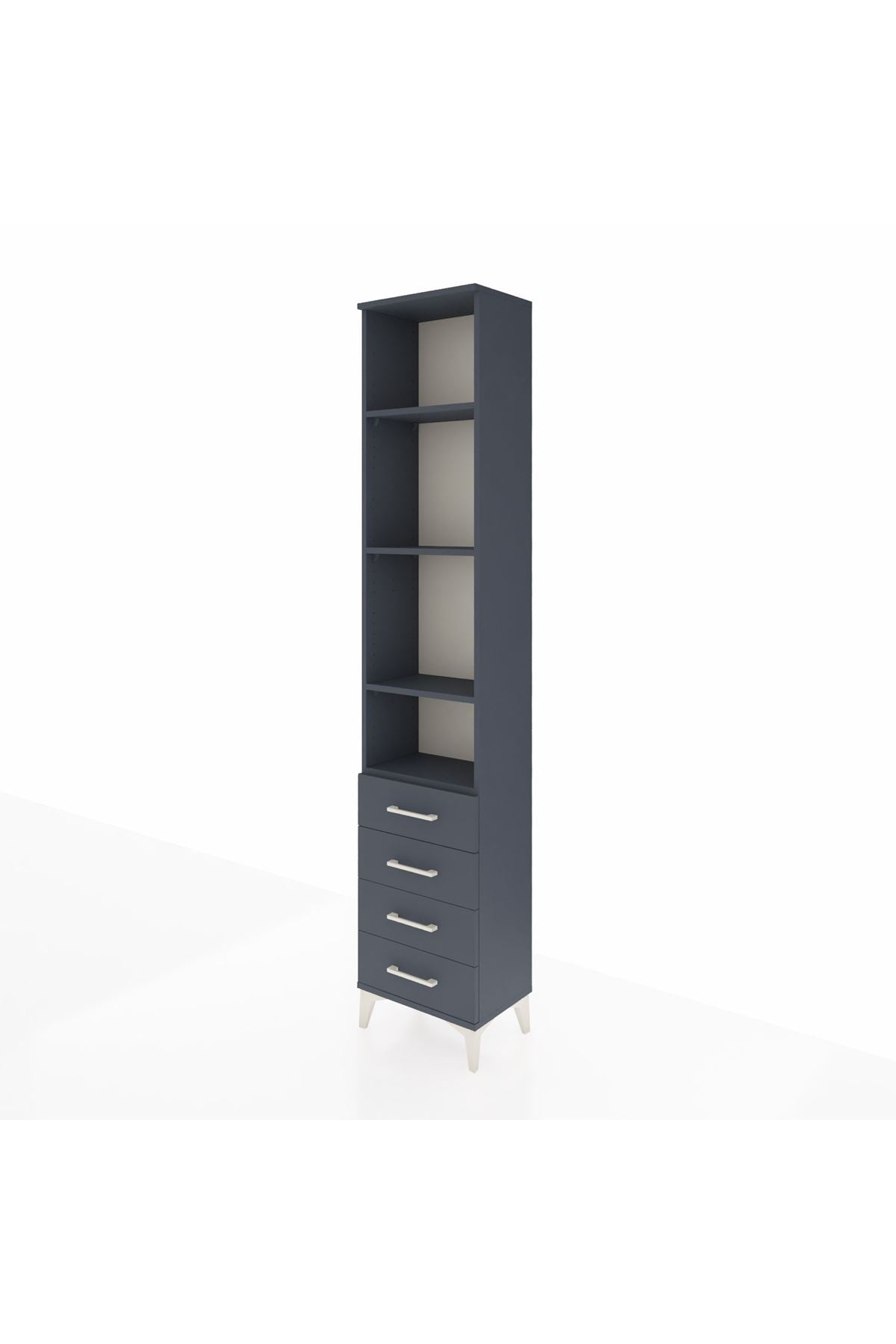 Arges Dolap 4 Raflı 4 Çekmeceli 44x30x221 Antrasit-Antrasit