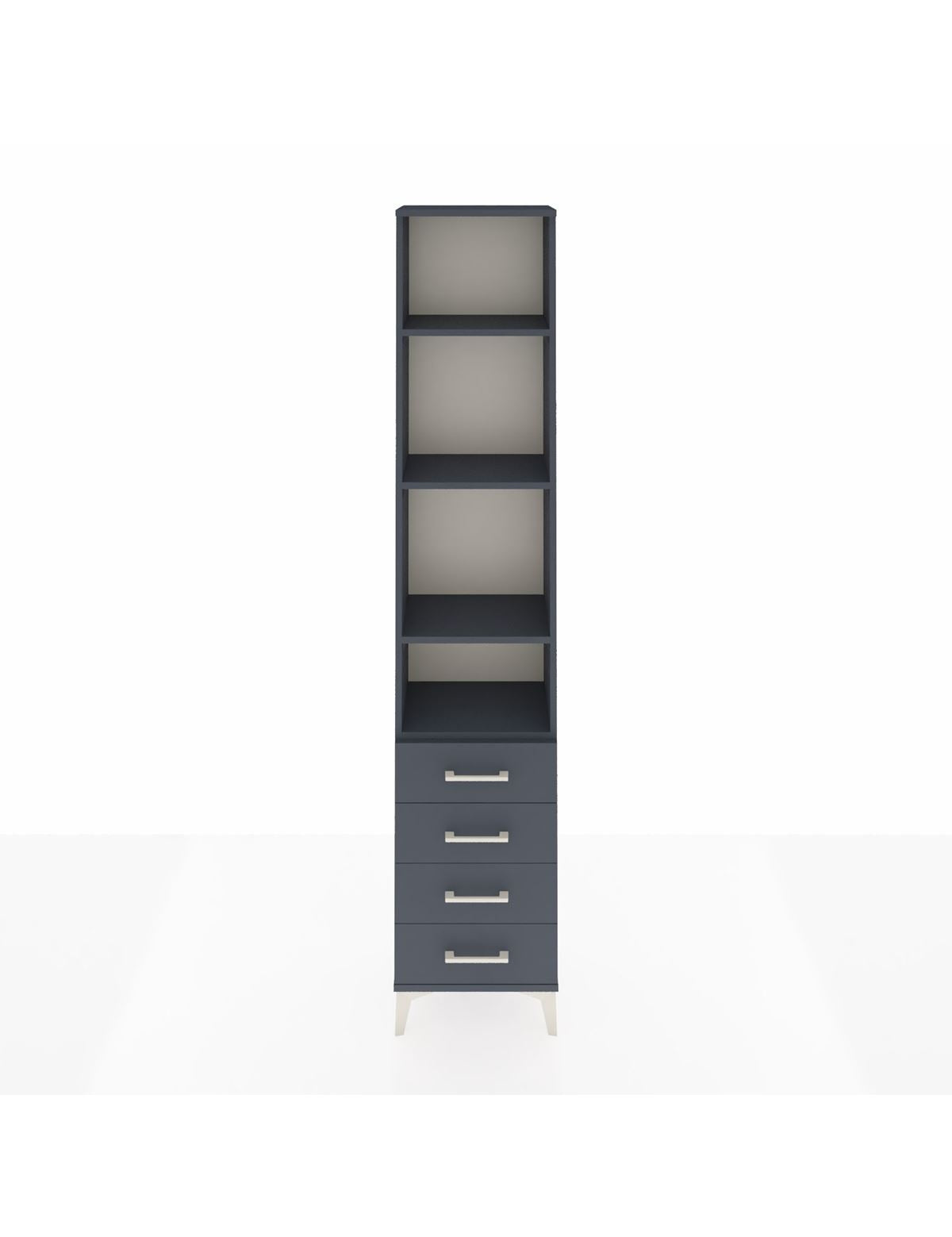 Arges Dolap 4 Raflı 4 Çekmeceli 44x30x221 Antrasit-Antrasit