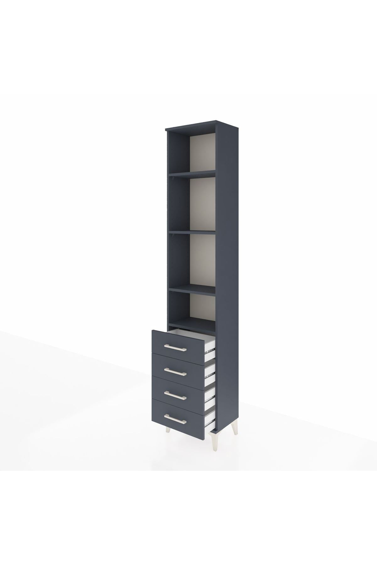 Arges Dolap 4 Raflı 4 Çekmeceli 44x30x221 Antrasit-Antrasit