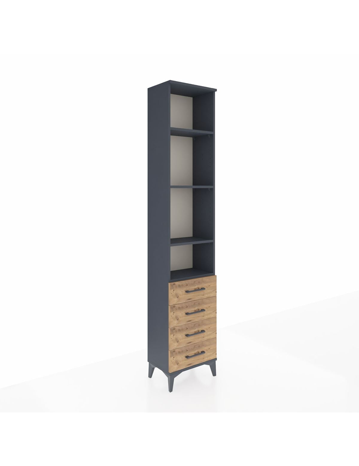 Arges Dolap 4 Raflı 4 Çekmeceli 44x30x221 Antrasit-Çam