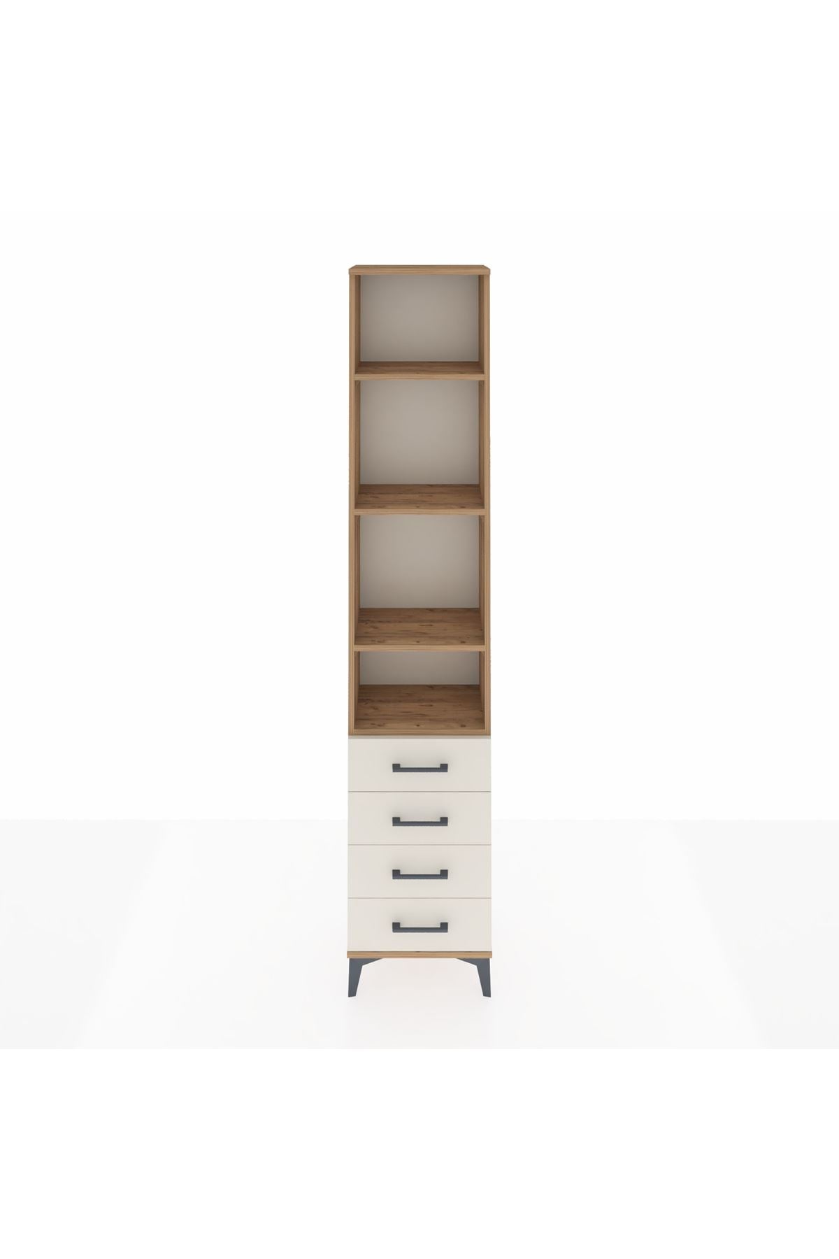 Arges Dolap 4 Raflı 4 Çekmeceli 44x30x221 Çam-Aytaşı