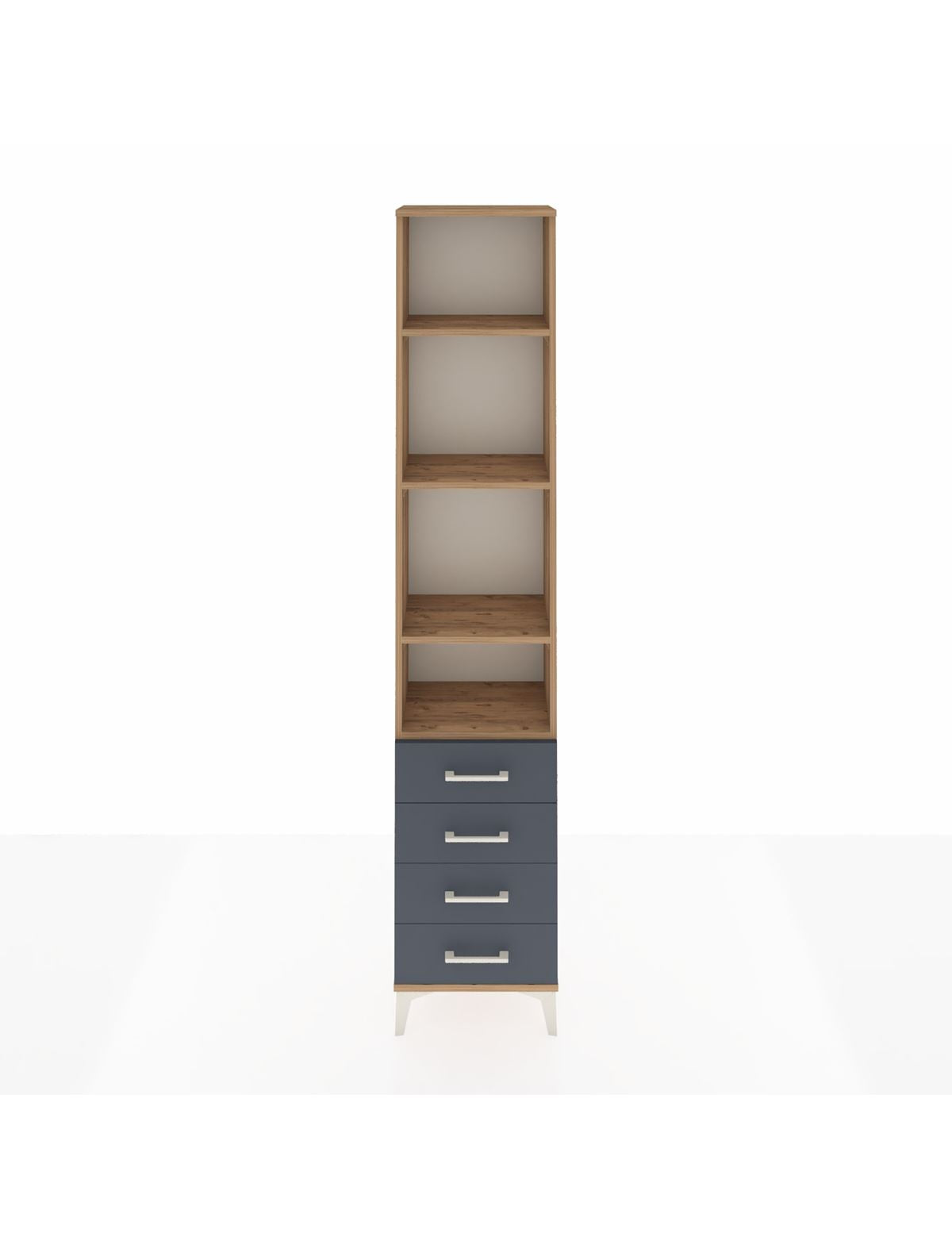 Arges Dolap 4 Raflı 4 Çekmeceli 44x30x221 Çam-Antrasit