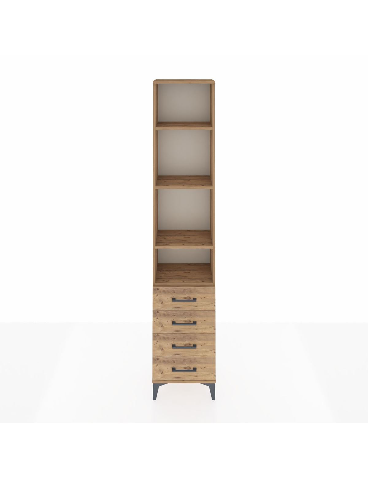 Arges Dolap 4 Raflı 4 Çekmeceli 44x30x221 Çam-Çam