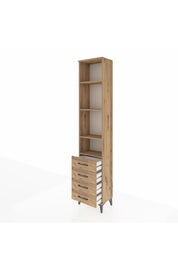 Arges Dolap 4 Raflı 4 Çekmeceli 44x30x221 Çam-Çam
