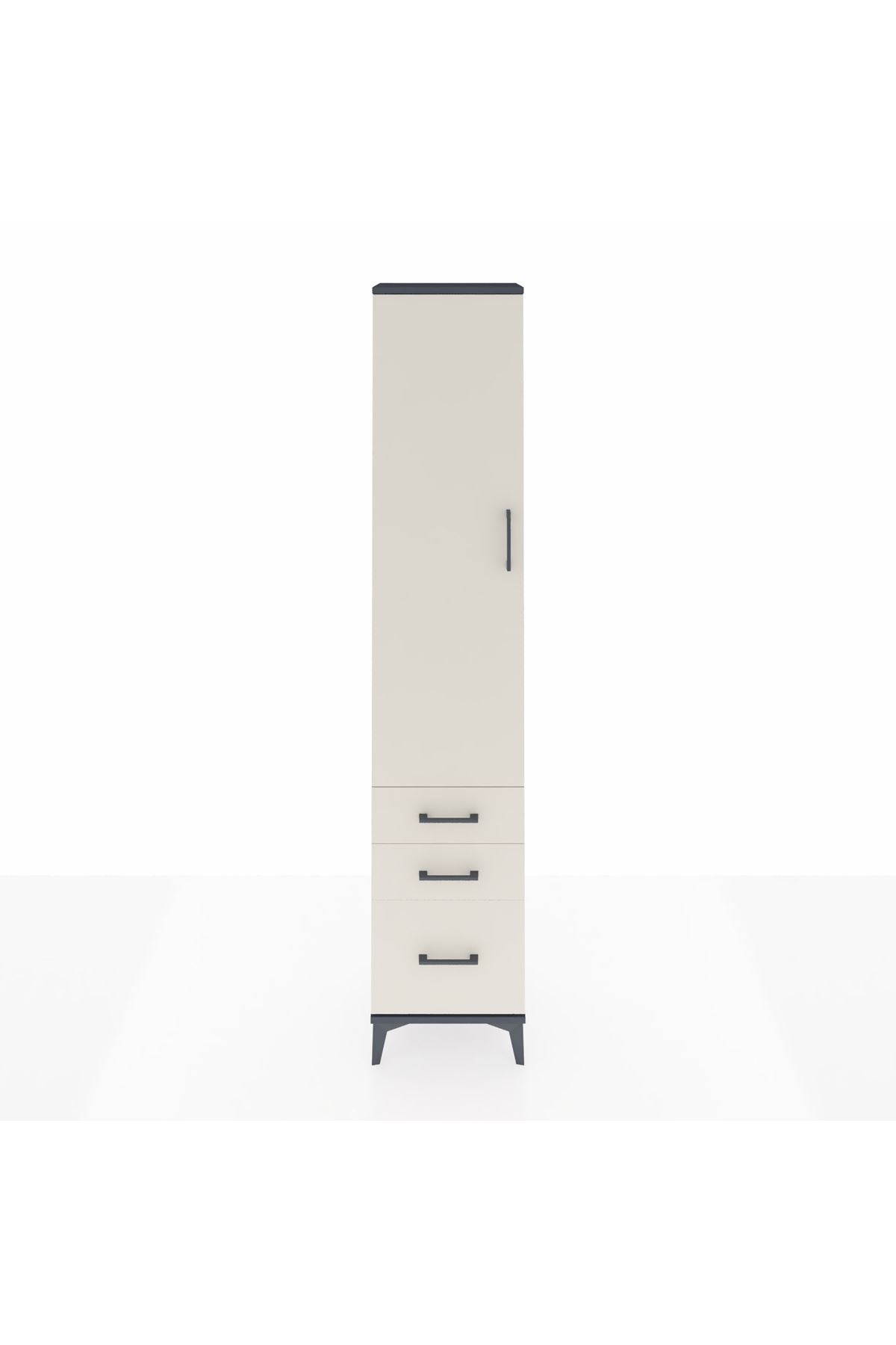 Arges Dolap 2 Raflı 3 Çekmeceli Tek Askılı 44x30x221 Antrasit-Aytaşı