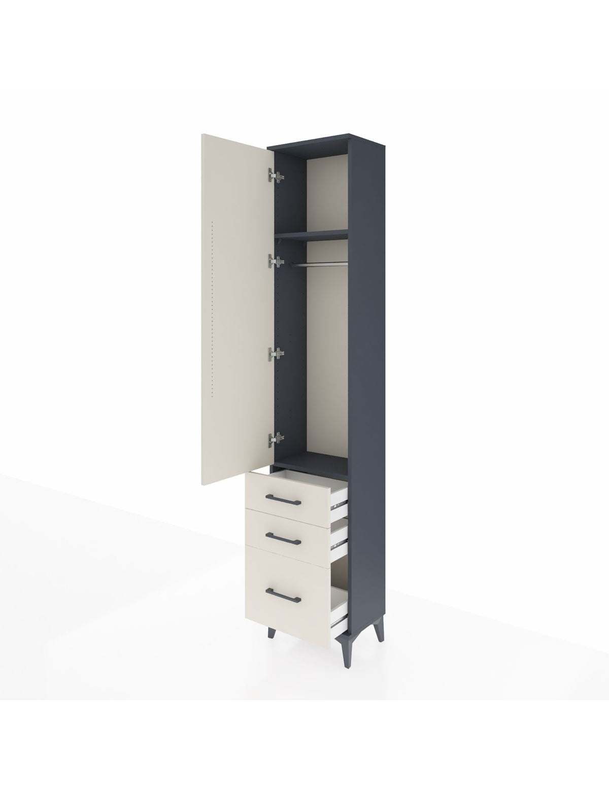 Arges Dolap 2 Raflı 3 Çekmeceli Tek Askılı 44x30x221 - S28M031V4A