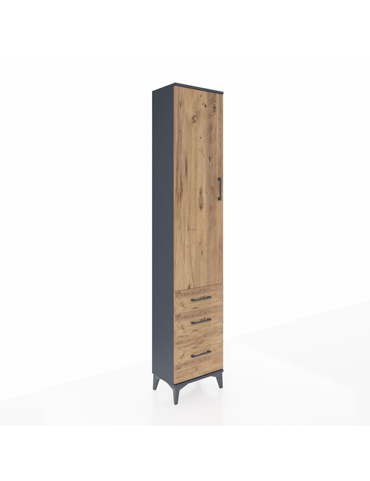 Arges Dolap 2 Raflı 3 Çekmeceli Tek Askılı 44x30x221 Antrasit-Çam