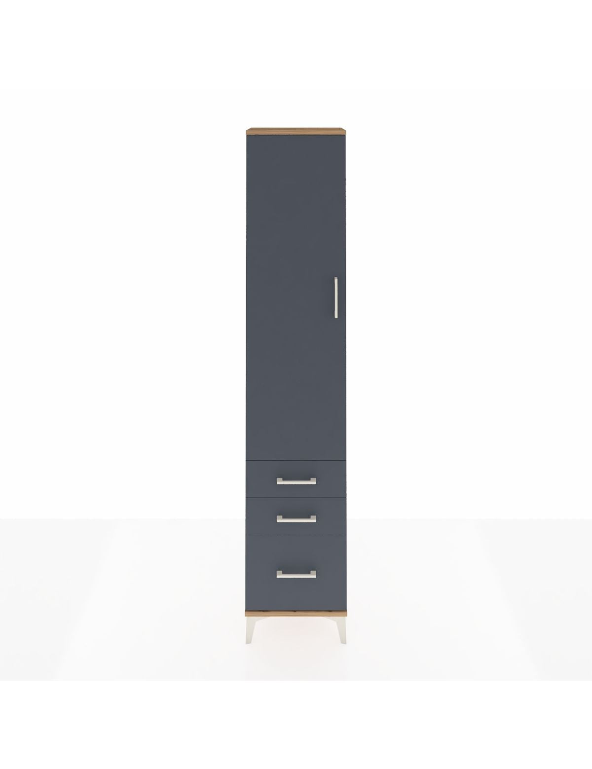 Arges Dolap 2 Raflı 3 Çekmeceli Tek Askılı 44x30x221 Çam-Antrasit