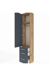 Arges Dolap 2 Raflı 3 Çekmeceli Tek Askılı 44x30x221 Çam-Antrasit