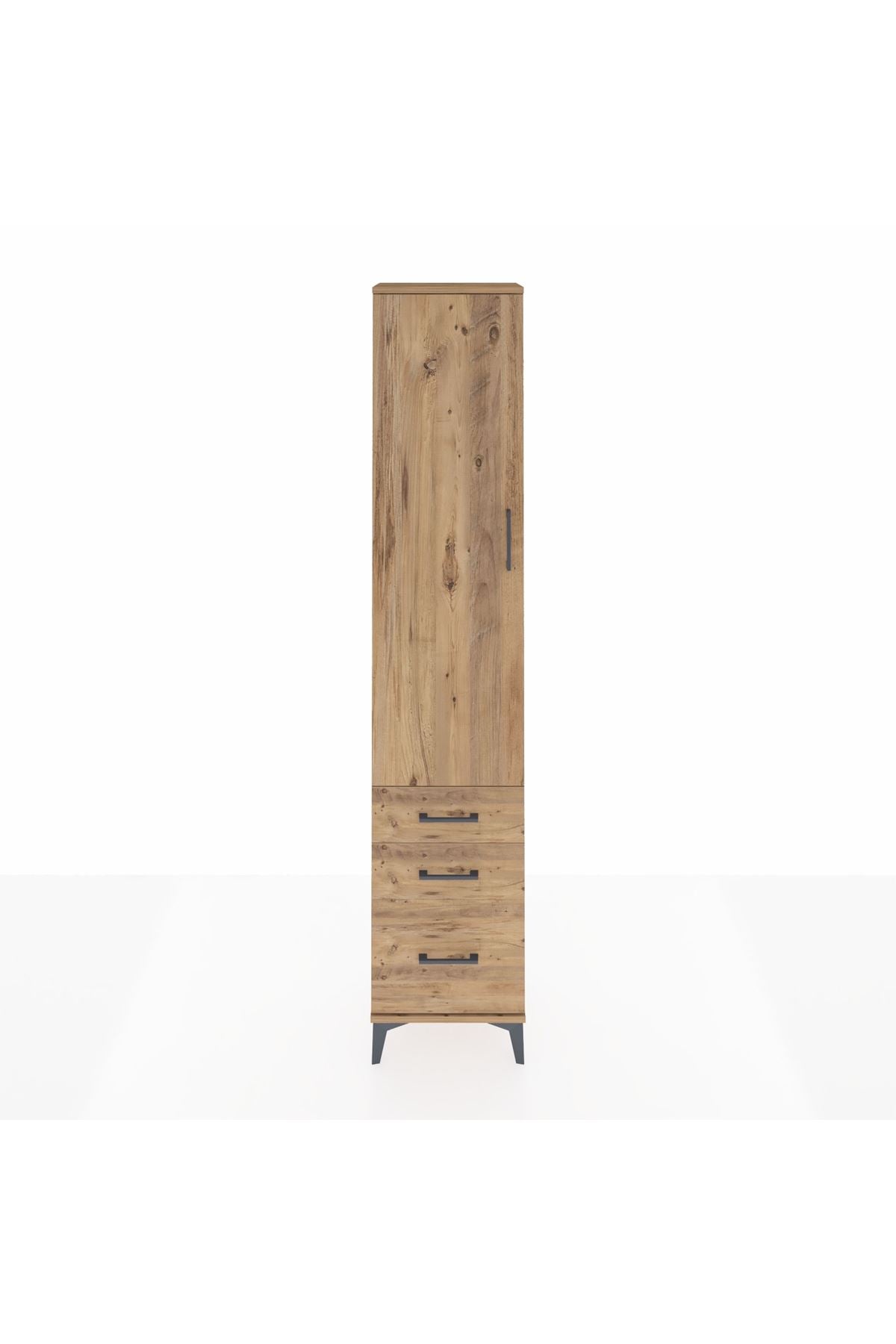 Arges Dolap 2 Raflı 3 Çekmeceli Tek Askılı 44x30x221 Çam-Çam