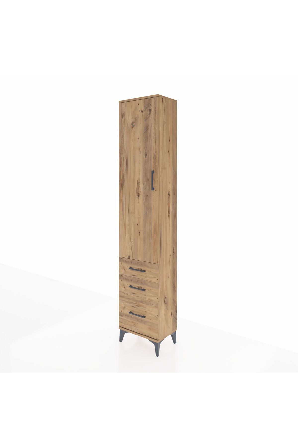 Arges Dolap 2 Raflı 3 Çekmeceli Tek Askılı 44x30x221 Çam-Çam