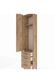 Arges Dolap 2 Raflı 3 Çekmeceli Tek Askılı 44x30x221 Çam-Çam