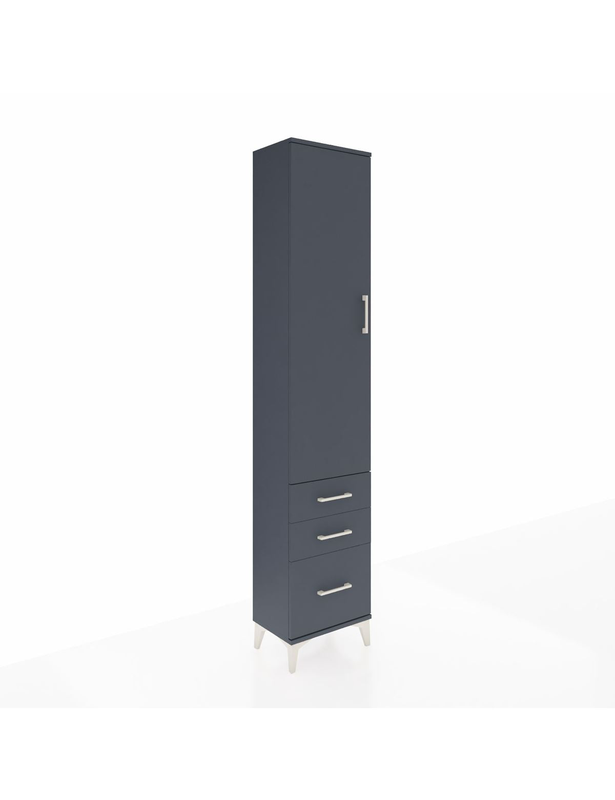 Arges Dolap 4 Raflı 3 Çekmeceli Tek Kapaklı 44x30x221 Antrasit-Antrasit